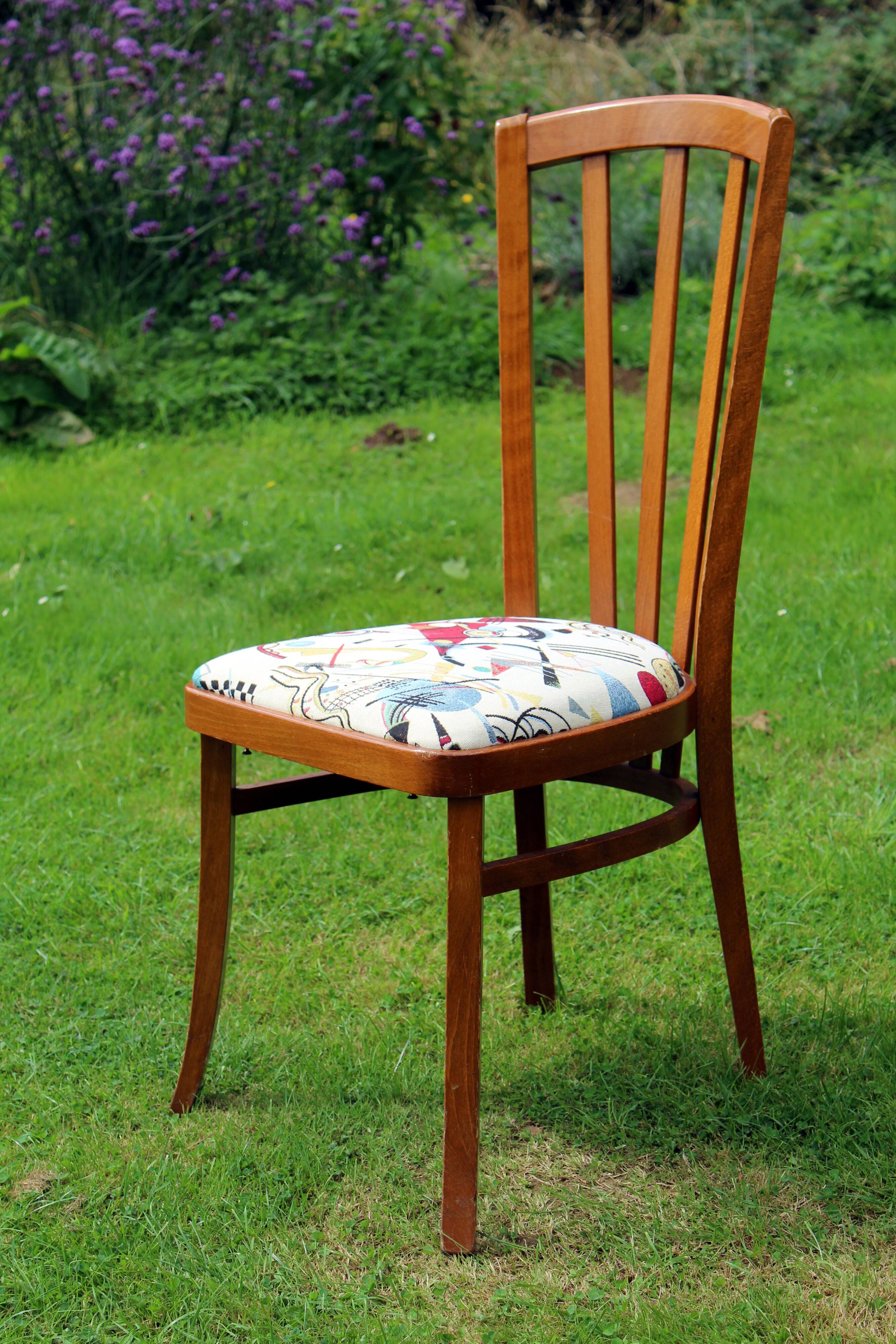 6 Baumann chairs, Kandinsky fabric