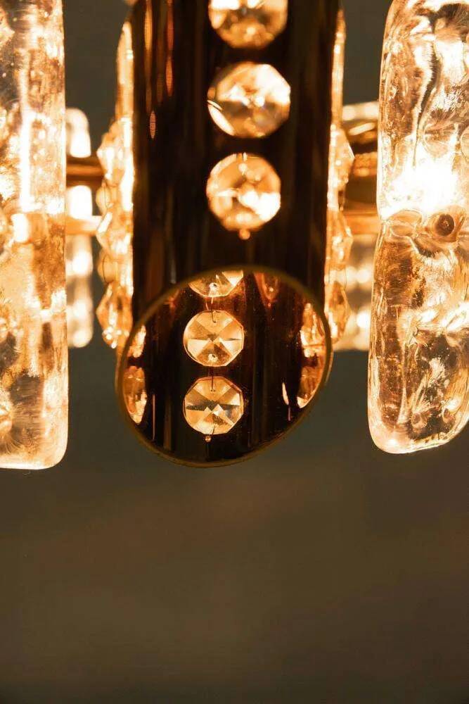 Midcentury gold crystal suspension by Orrefors, Fagerlund