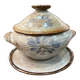 Glazed stoneware soup tureen with lid and plate – French workshop – 20th century