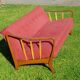 Vintage Scandinavian sofa 60-70s wood and red fabric