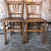 Pair of vintage luterma light wood bistro chairs