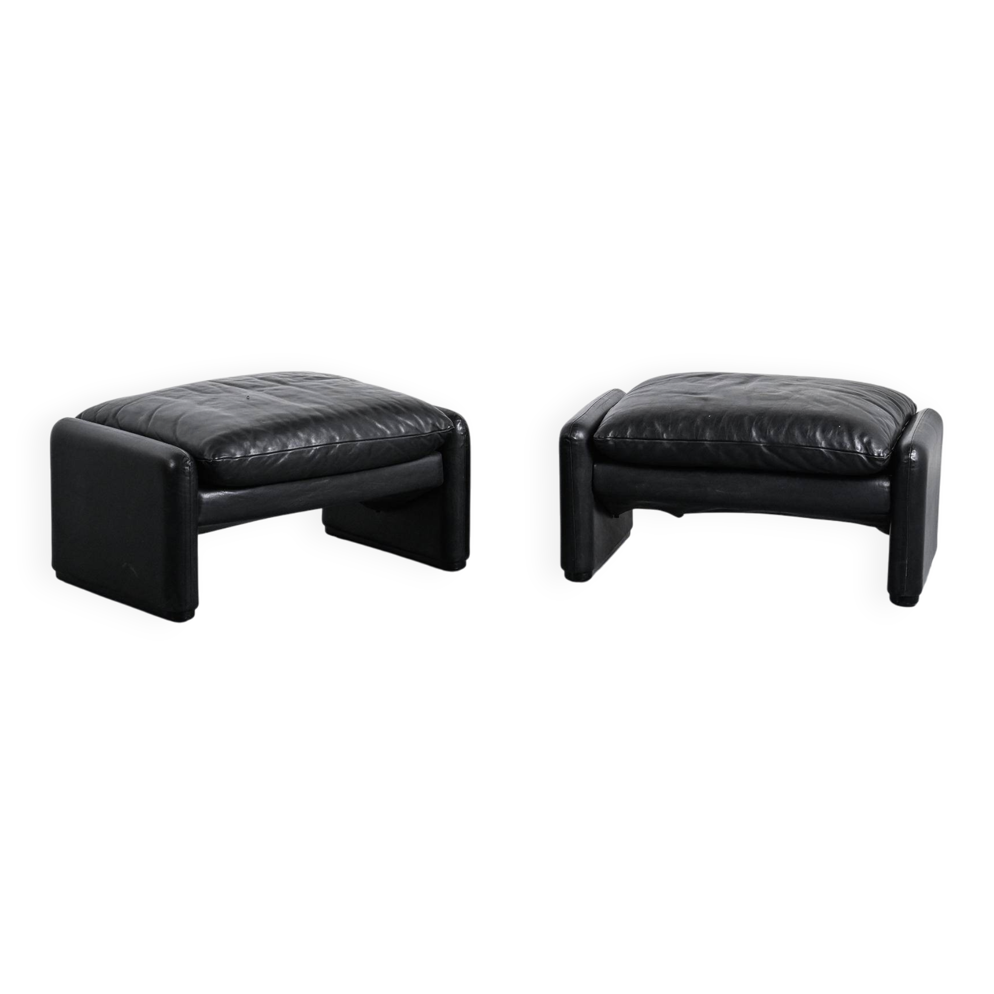Pair of Maralunga ottomans, Vico Magistretti for Cassina, Italy, 1973