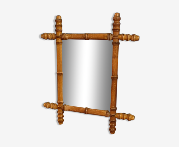 Miroir cadre bois patiné glace piquée