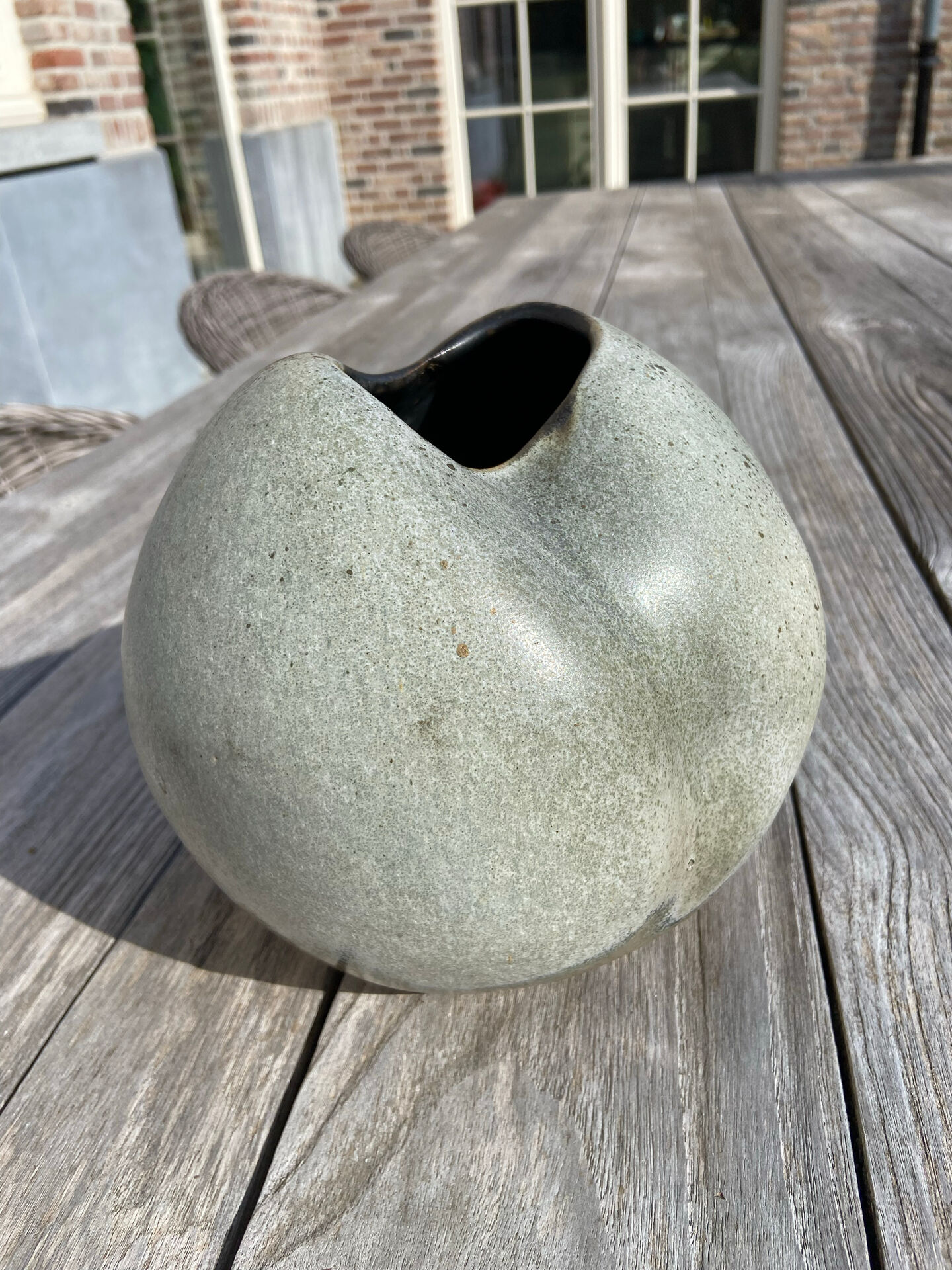 Superb sculptural vase in vintage glazed stoneware (1970s/1980s), re
