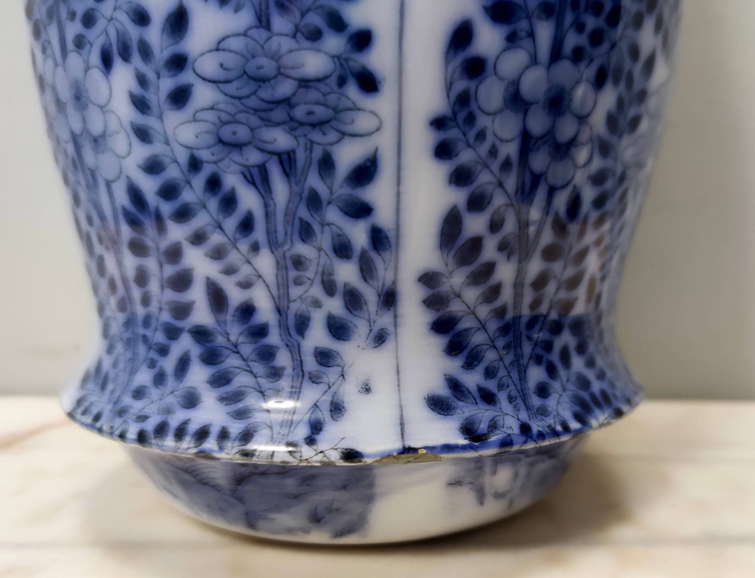 Blue and White Lacquered Ceramic Vase by Laveno Chinoiserie Style, Italy