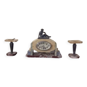 Marble fireplace clock and regulates