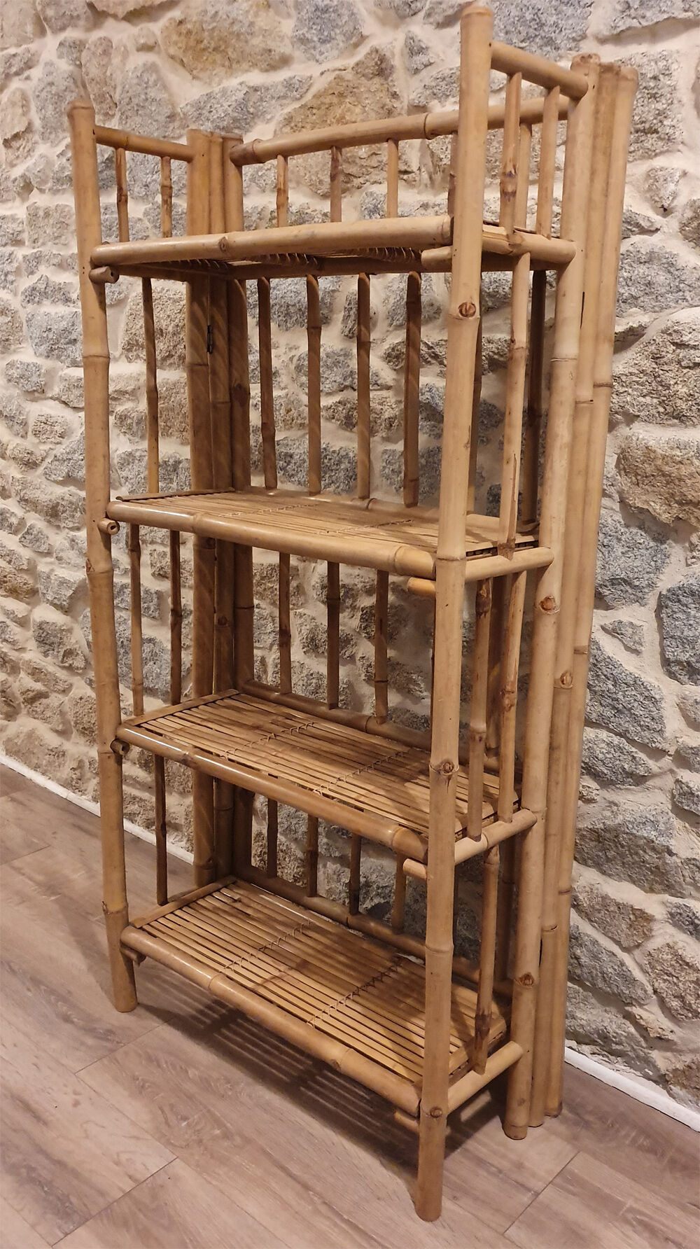 bamboo folding library, vintage, 60s