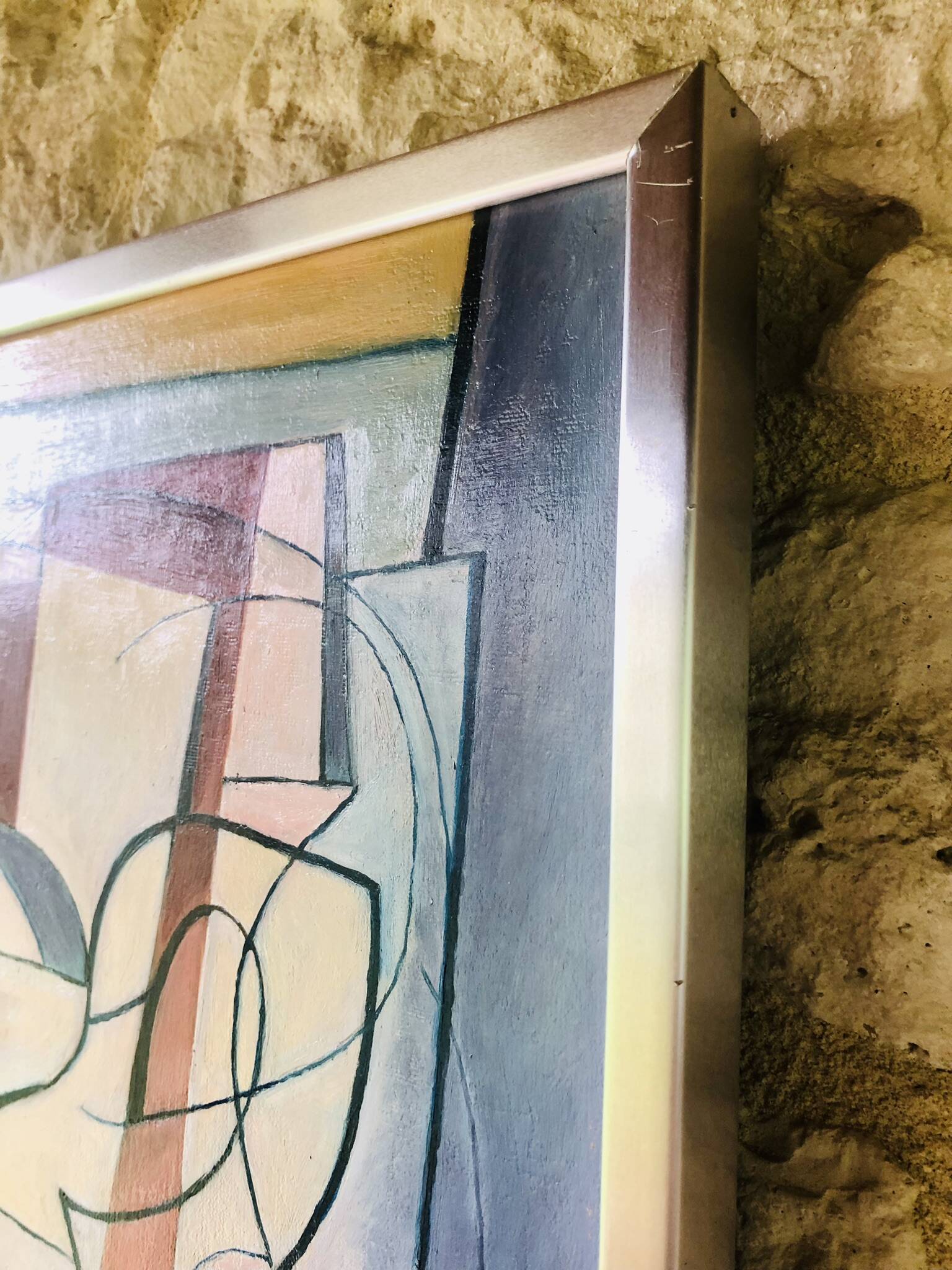 Vintage abstract painting, signed, circa 70's/80's