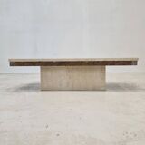 Italian Coffee Table in Travertine and Granite, 1980s