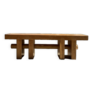 Banc en bois massif piètement - cylindre