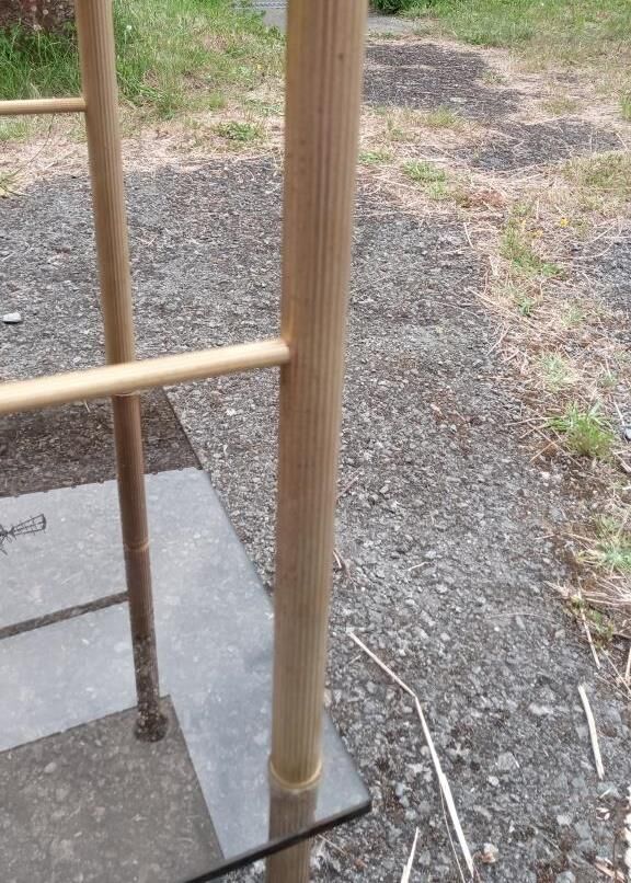 Gold metal and glass console