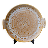 Vintage serving dish for cakes in Niderviller stoneware, Fauve model from the 1960s.