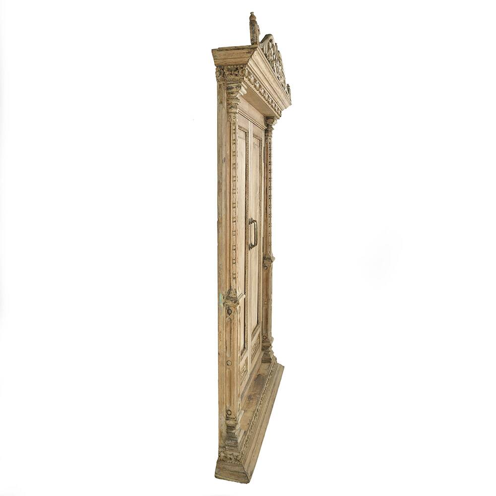 Antique Indian double-leaf door in carved solid wood