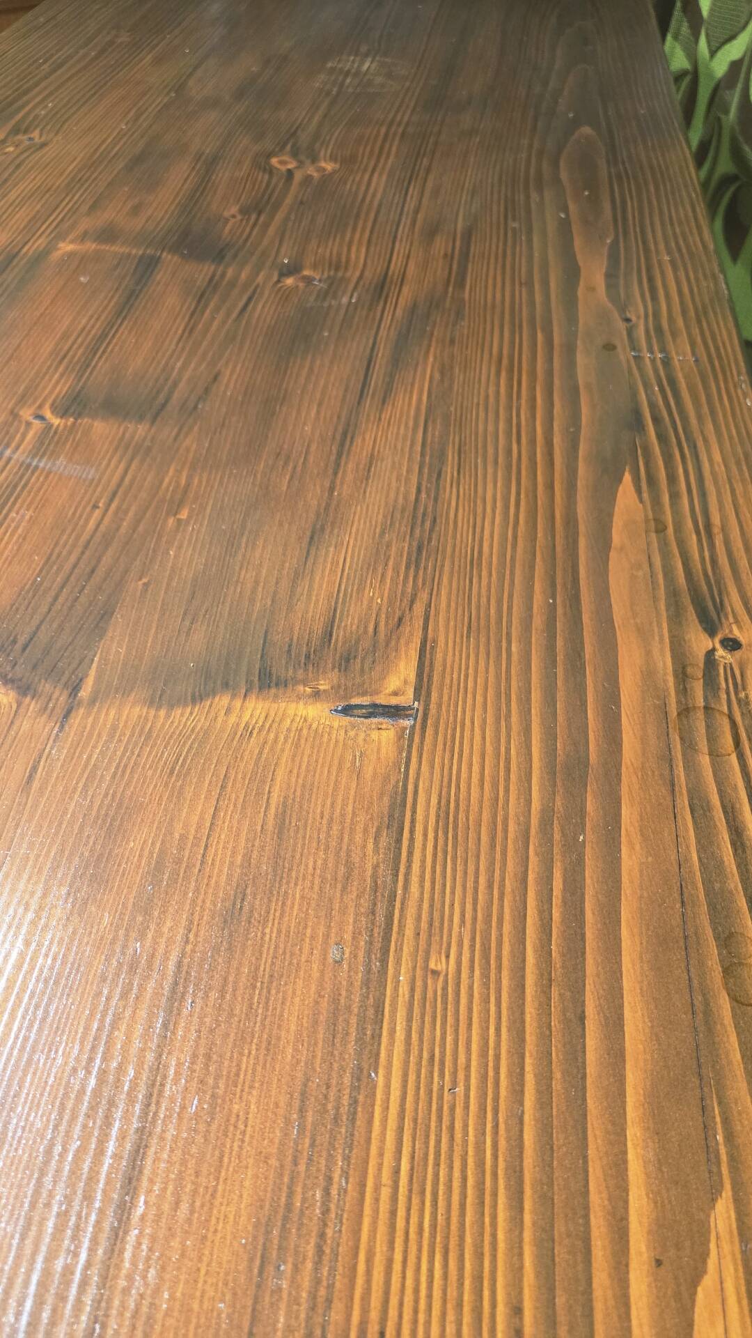 Large vintage table in solid pine, rustic brutalist, 70"
