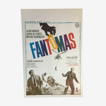 Affiche belge "Fantomas" Jean Marais Louis de Funes Mylène Demongeot