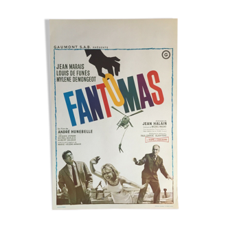 Belgian poster "Fantomas" Jean Marais Louis de Funes Mylène Demongeot