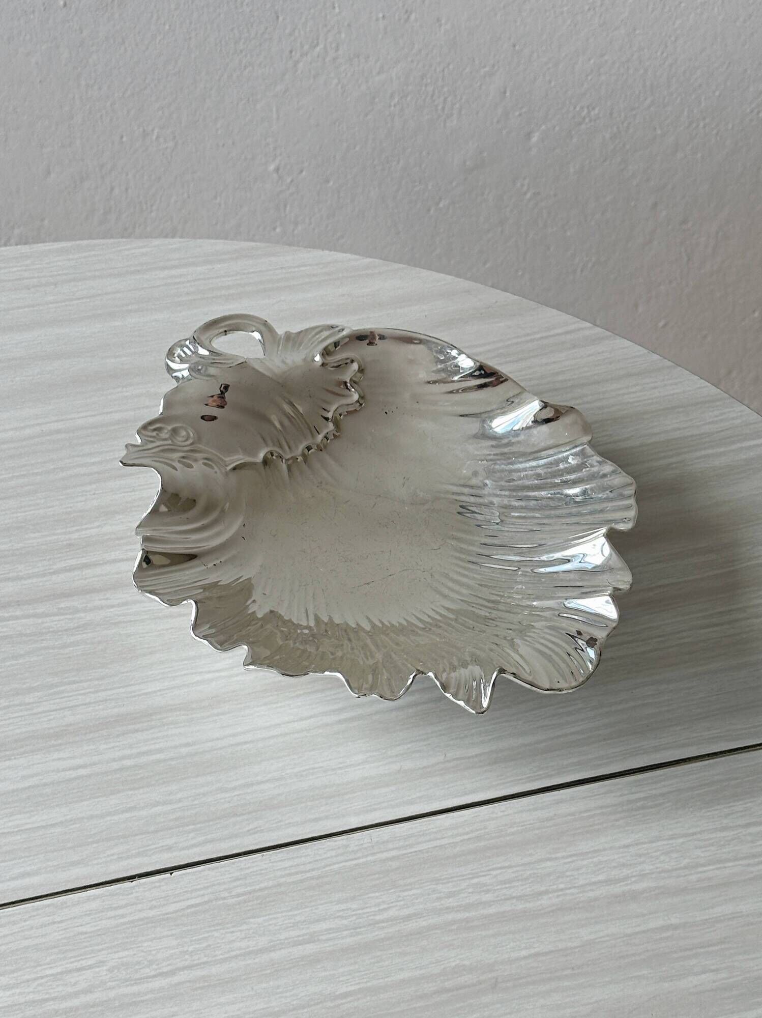 Vintage silver-white metal catchall tray