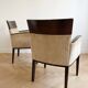 Pair of Art Deco Montbel dining chairs in beige velvet