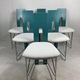 Set of 6 Memphis dining chairs in bouclé, 1980s