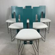 Set of 6 Memphis dining chairs in bouclé, 1980s