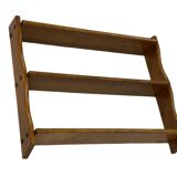Vintage solid wooden wall rack with 3 shelves 70s oak rack