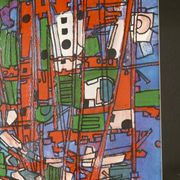 peinture encadrée "les bateaux rouges" signée