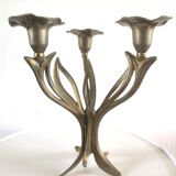 Candle holder brass vintage leaves and flowers 60s - 70s