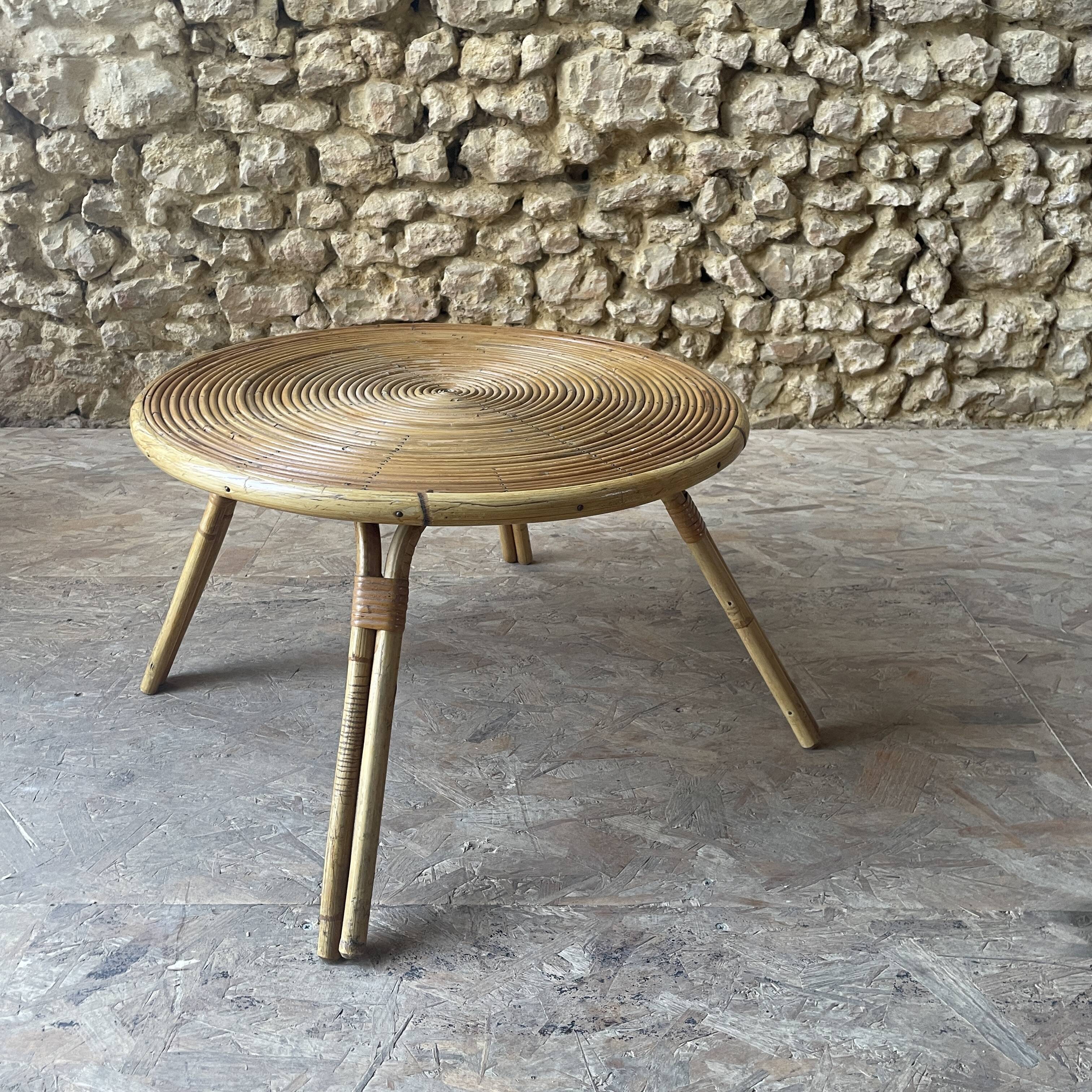 Rattan coffee table - 1950s