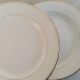 Old Earthenware Dinner Plates Hamage and Moulin des Loups White and Vintage Golden Fillet