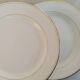 Old Earthenware Dinner Plates Hamage and Moulin des Loups White and Vintage Golden Fillet