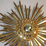 Mirror Sun bomb said "witch" 78 cm wood Golden early 20th