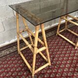 Vintage rattan trestle desk year 50/60