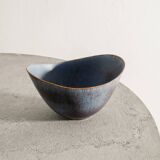 Large Swedish Mid Century Blue Brown Ceramic Bowl by Gunnar Nylund, 1950s