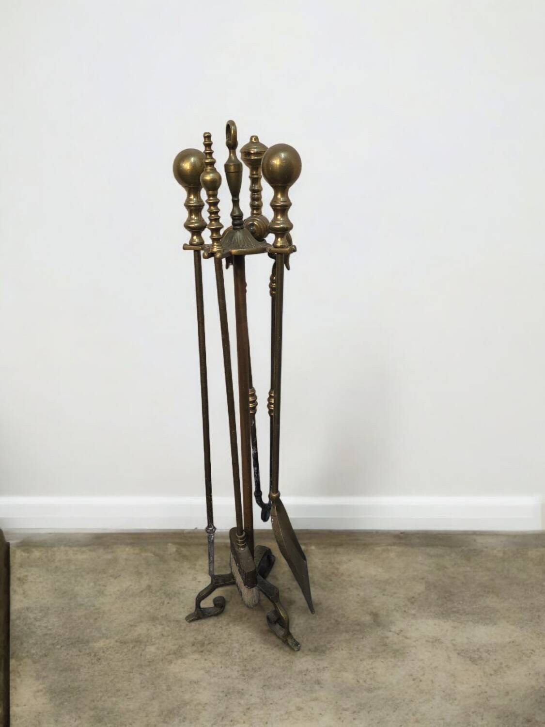 Solid brass fireplace set