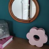 Vintage apple rattan mirror