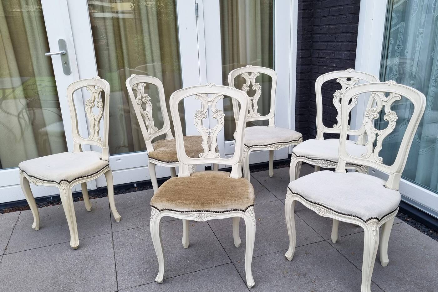 Louis XV Baroque Style Lacquered Chairs, Set of 2