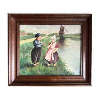 "A pipe tune in front of the mill"