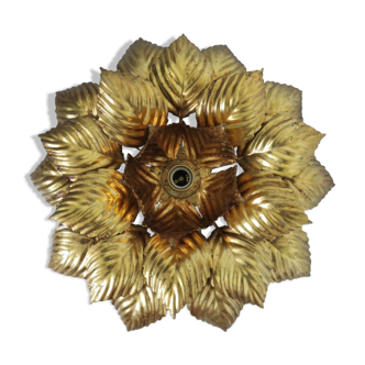Applique " fleur " en métal doré années 70
