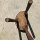 Stool in solid wood tripod seat half-moon