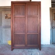 Wooden wardrobe with sliding doors, wooden wardrobe, vintage storage furniture