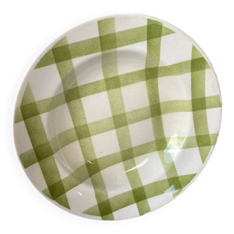 Assiette creuse à carreaux verts