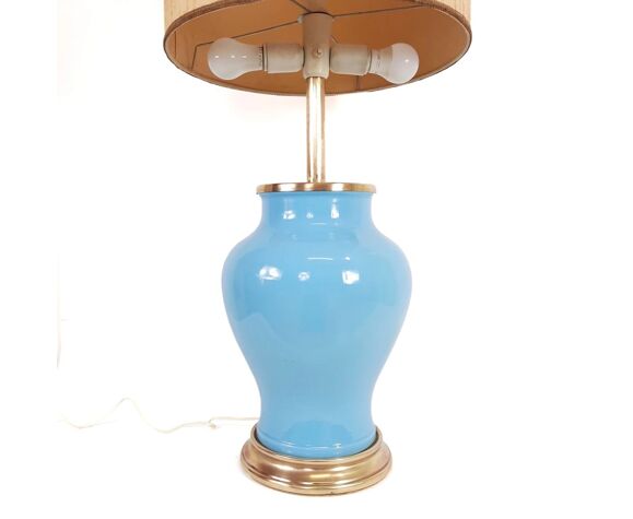 Foot Lamp Ceramic And Brass Vintage 50, Safi Table Lamp Teal