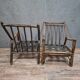 Pair of low bamboo armchairs with an exotic spirit, dating from the early 20th century.