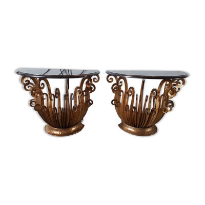 Paire de console aux fougeres