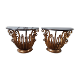PAIR OF CONSOLES WITH FERN MOTIF