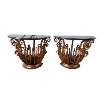 Paire de console aux fougeres