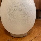 Egg lamp speckled white glass
