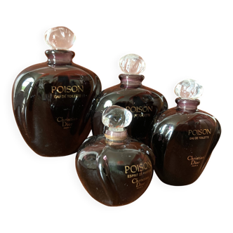 Bathroom decoration - 4 Christian Dior perfume bottles - plum color