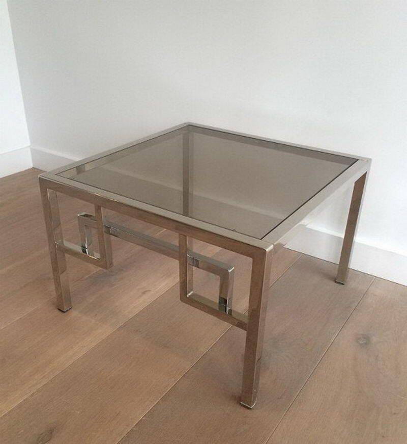 Pair of chrome designer side tables