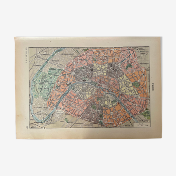 Lithographie carte de Paris de 1922